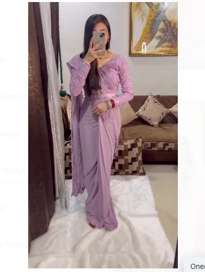 1 Minute Ready to Wear Lavender Sari UK Next Day