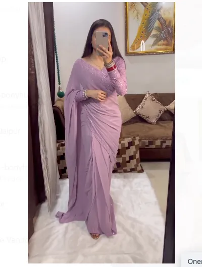 1 Minute Ready to Wear Lavender Sari UK Next Day