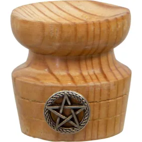 1.25" Wood Sphere Stand - Pedestal with Pentacle