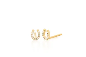 14K Gold Diamond Horseshoe Earrings