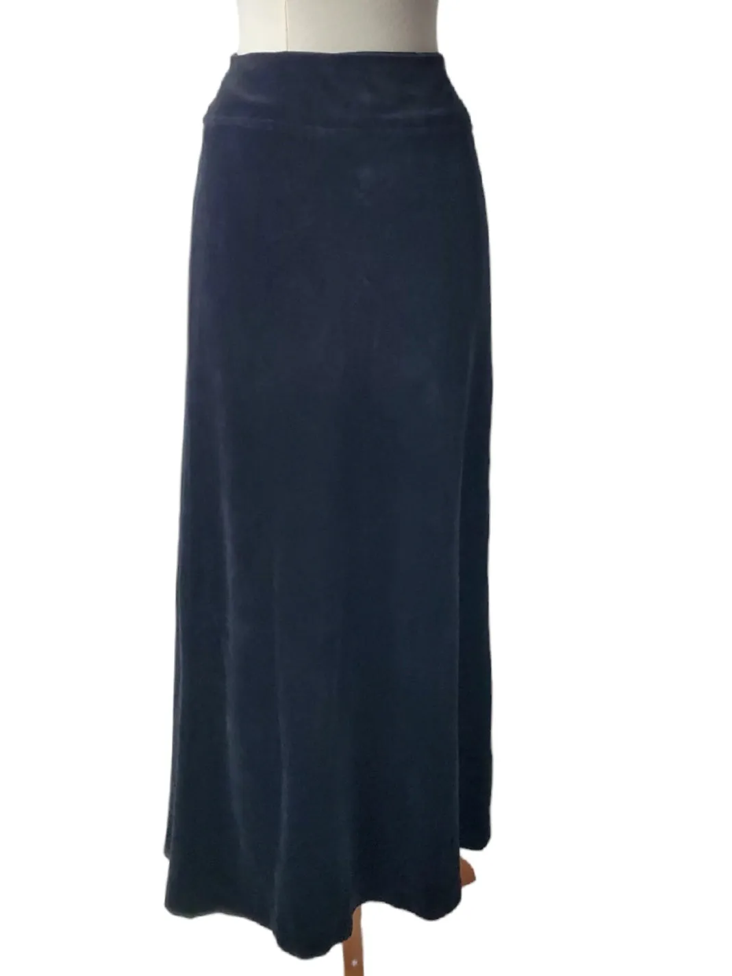 60s/70s Black Velvet Maxi Skirt - xs, sm