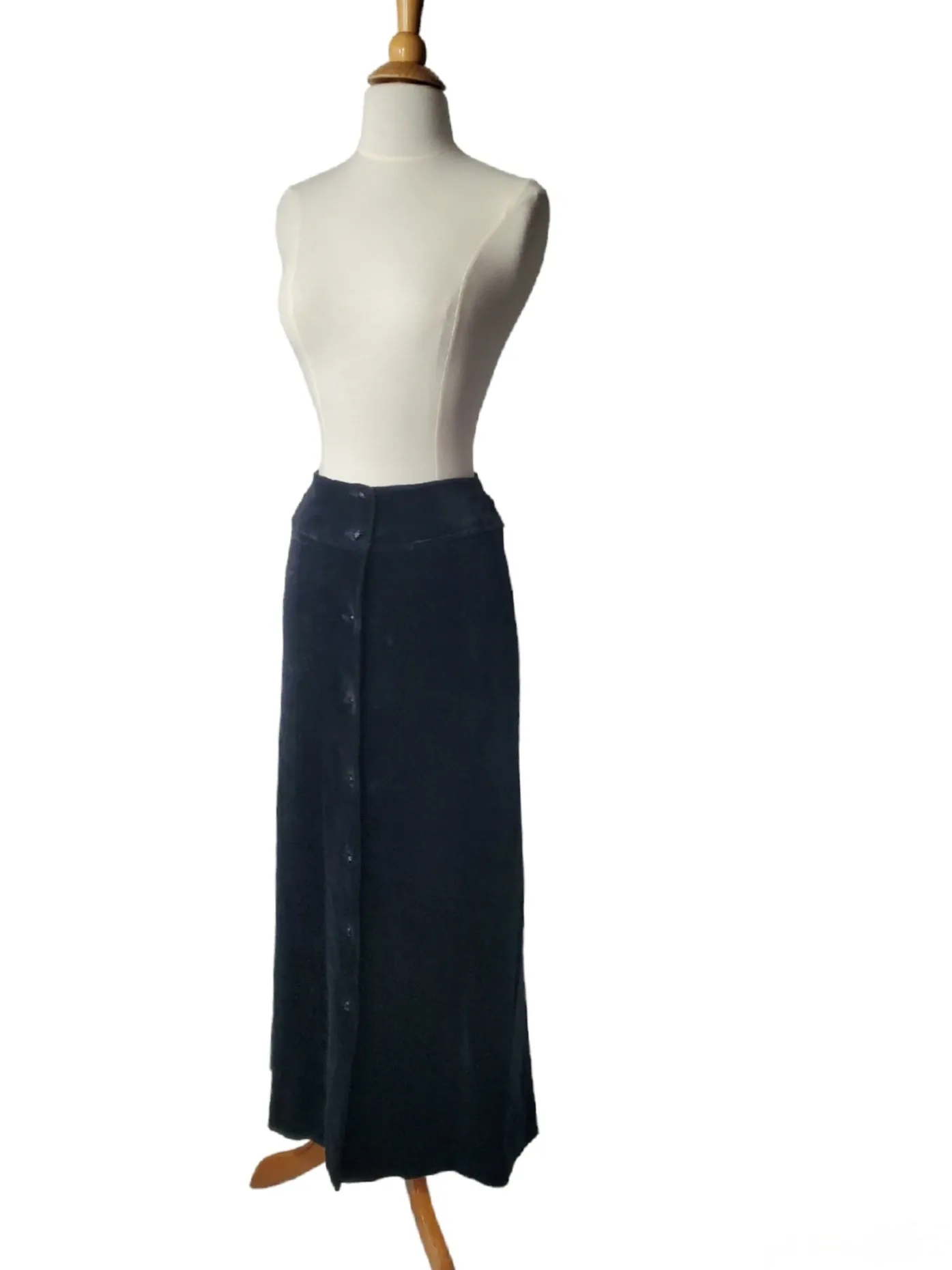 60s/70s Black Velvet Maxi Skirt - xs, sm