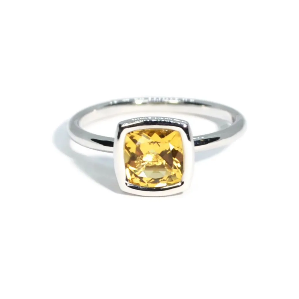 A & Furst - Gaia - Small Stackable Ring with Citrine, 18k White Gold