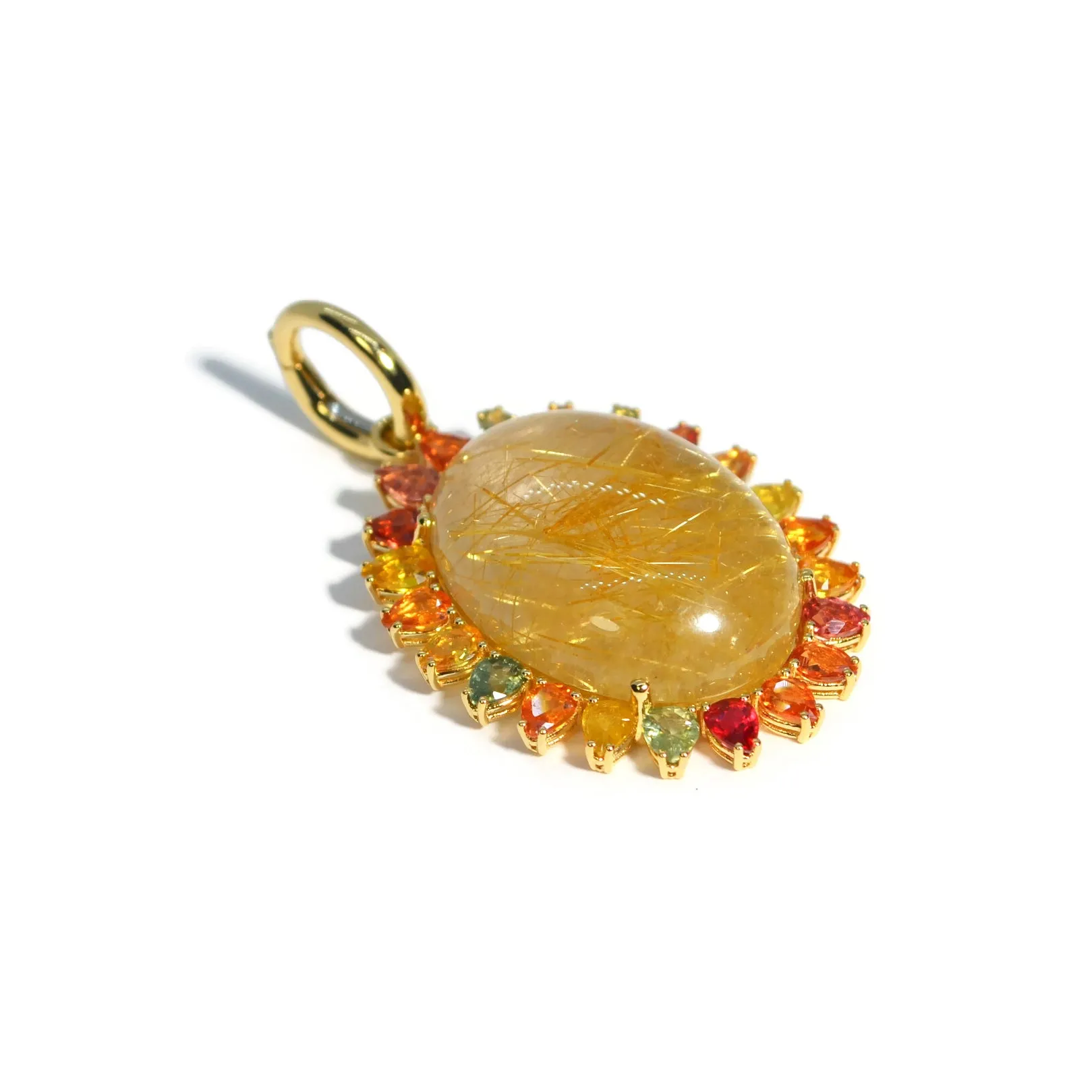 A & Furst - Sole - Pendant with Rutilated Quartz and Multicolor Sapphires, 18k Yellow Gold