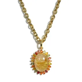 A & Furst - Sole - Pendant with Rutilated Quartz and Multicolor Sapphires, 18k Yellow Gold