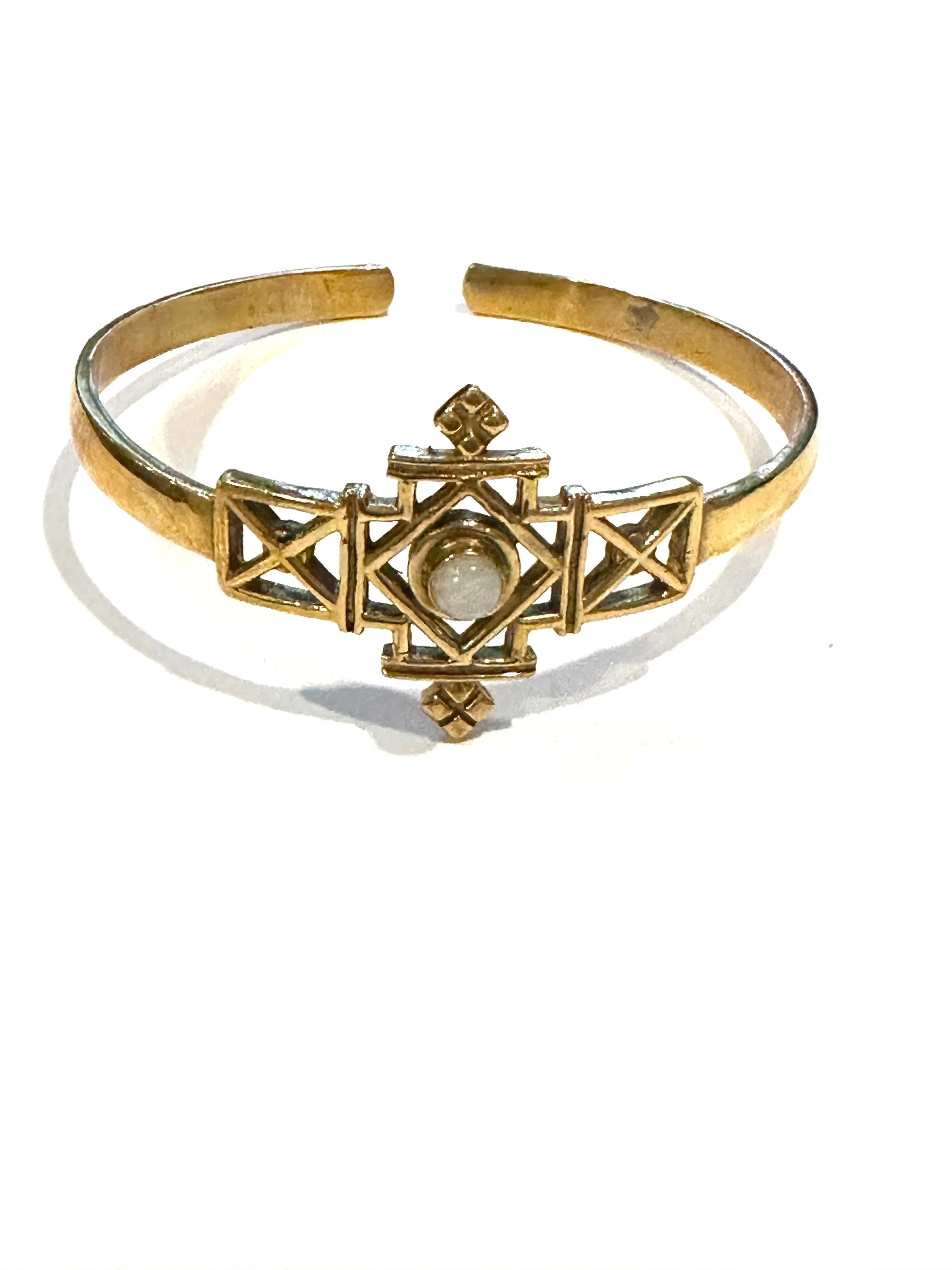 Aba moonstone Brass Cuff