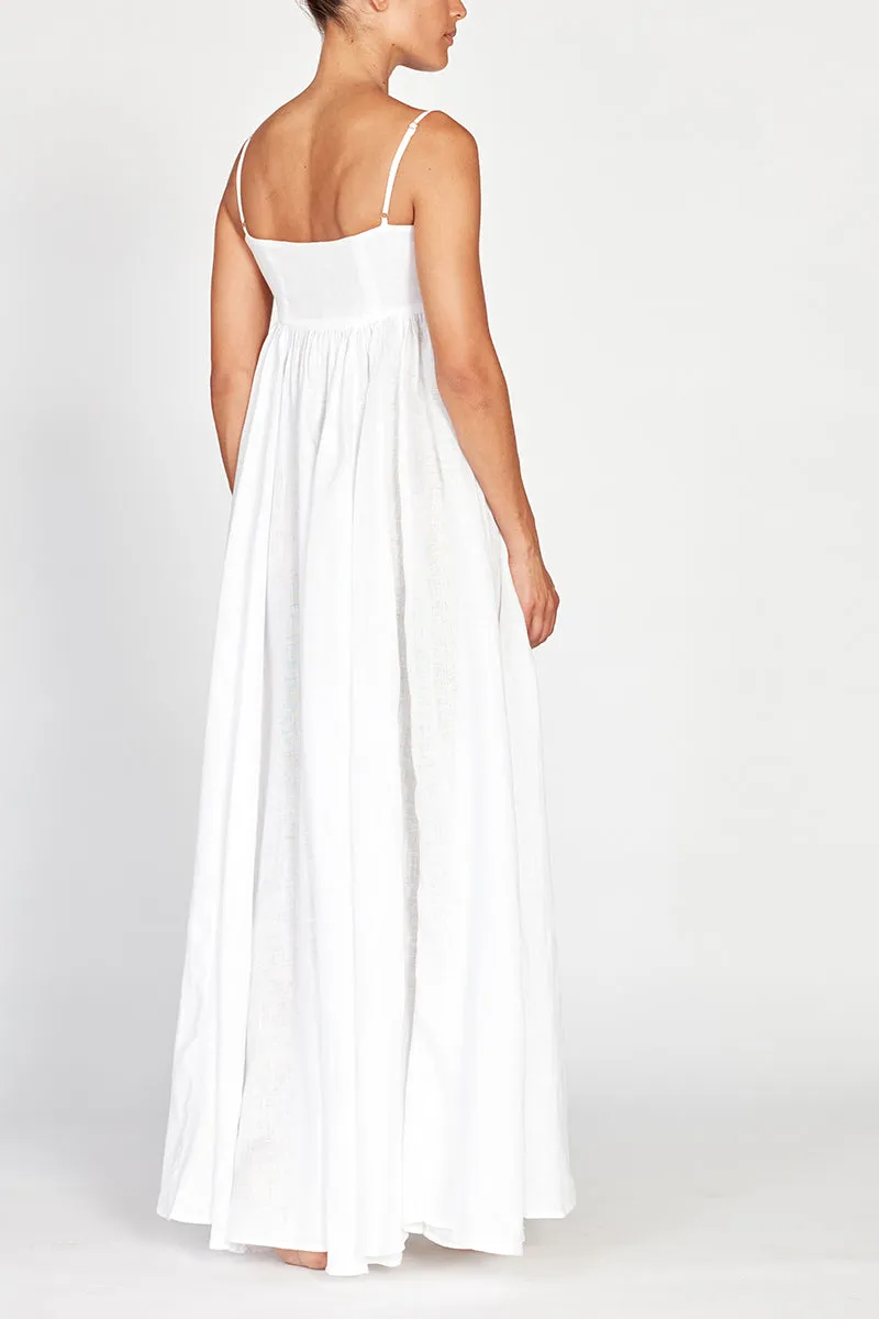 Acacia White Linen Maxi Sundress