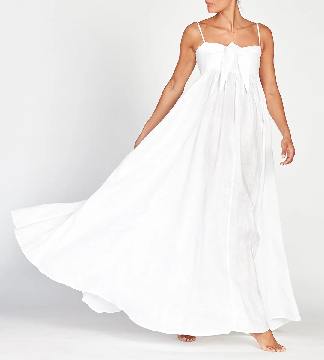 Acacia White Linen Maxi Sundress