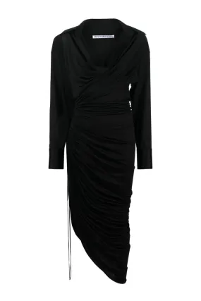 Alexander Wang Asymmetrical Cowl Neck Dress - Black