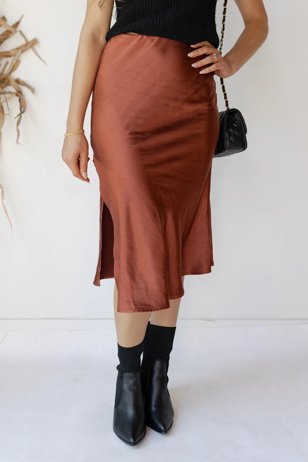 alexia silk satin skirt