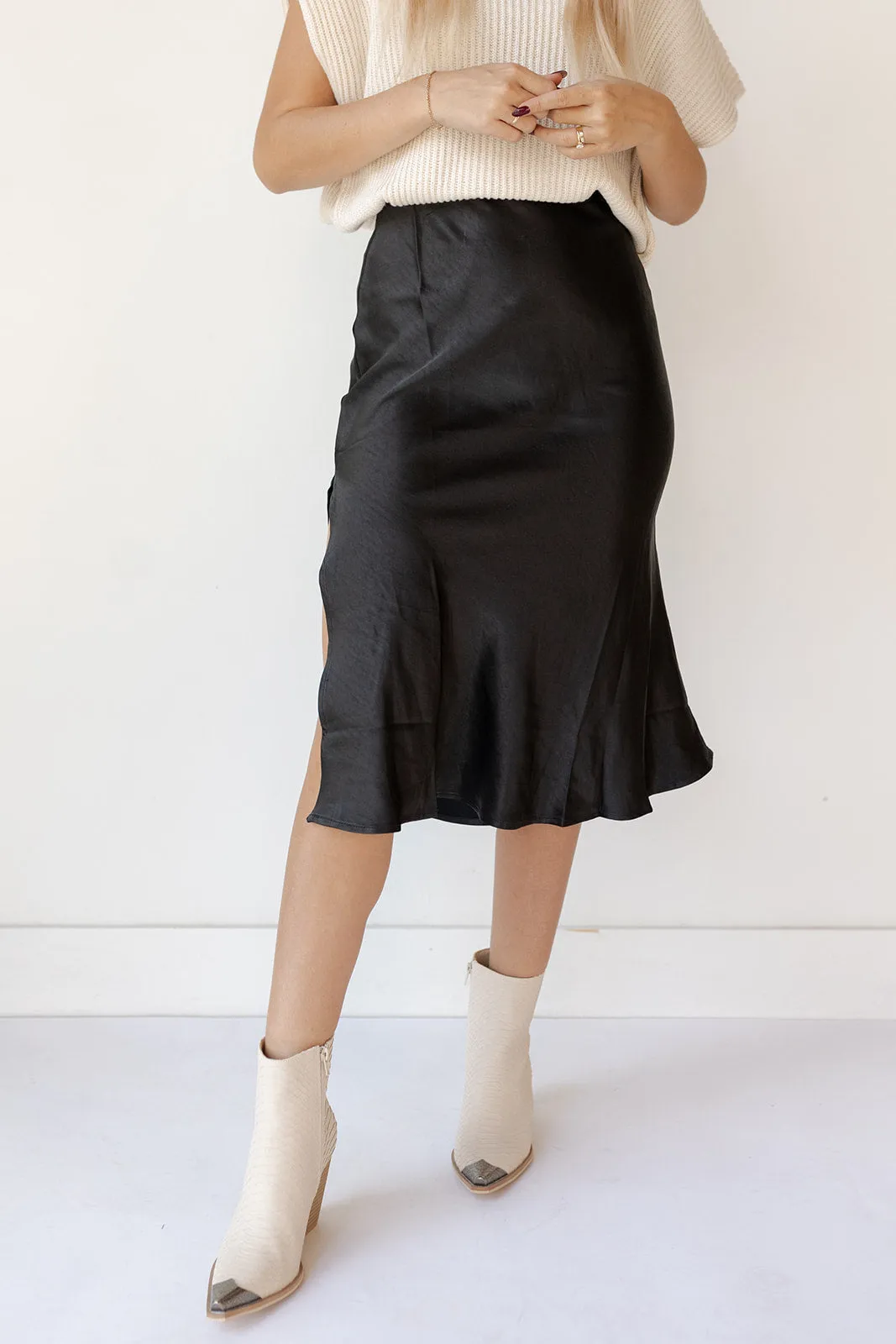 alexia silk satin skirt