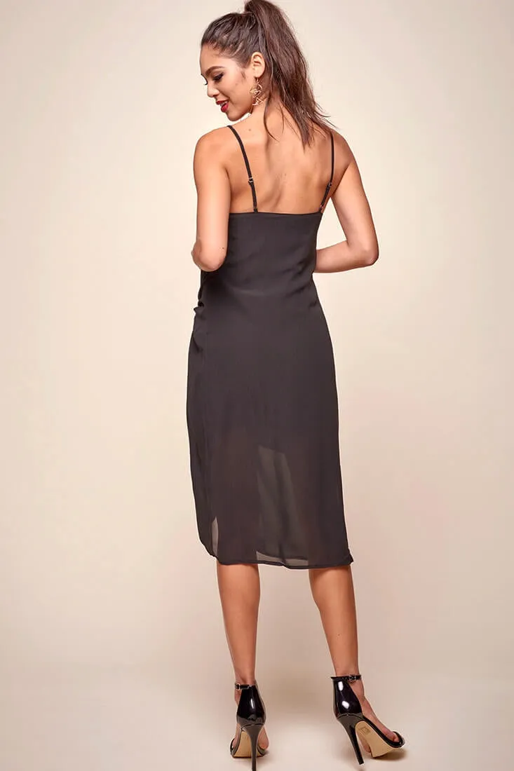 Allyson Waist Tie Slip Dress Black