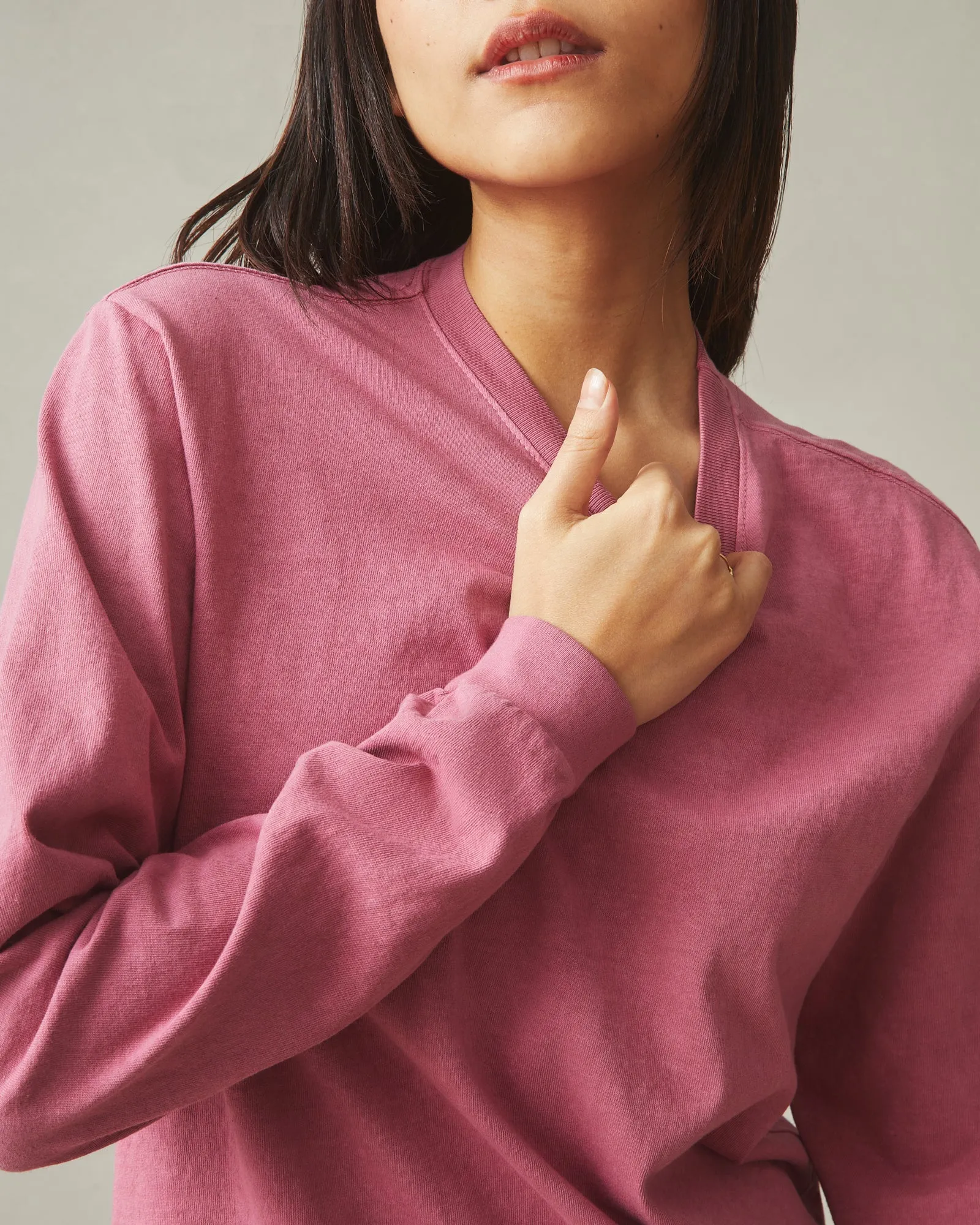 American Vintage Long Sleeve Tee - Dark Blush