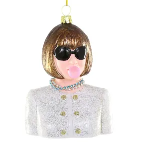 Anna Wintour Blows Bubble Ornament