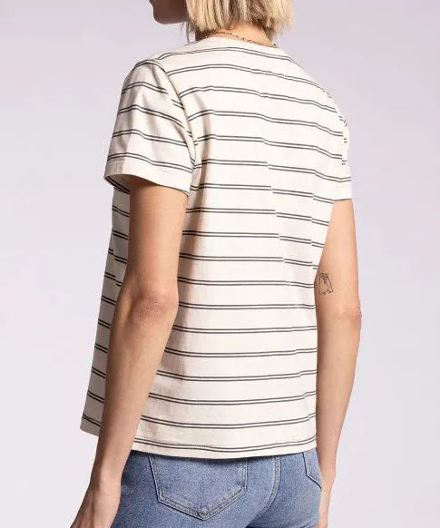 Asher Tee - Ivory/Grey Stripe