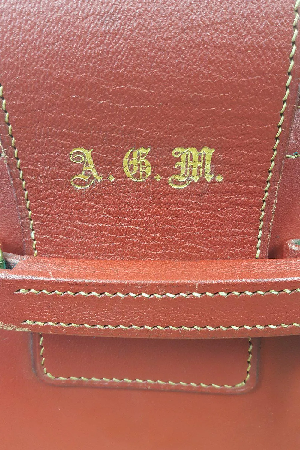 ASPREY Vintage Red Leather & Pony Hair Beauty Trunk (M)