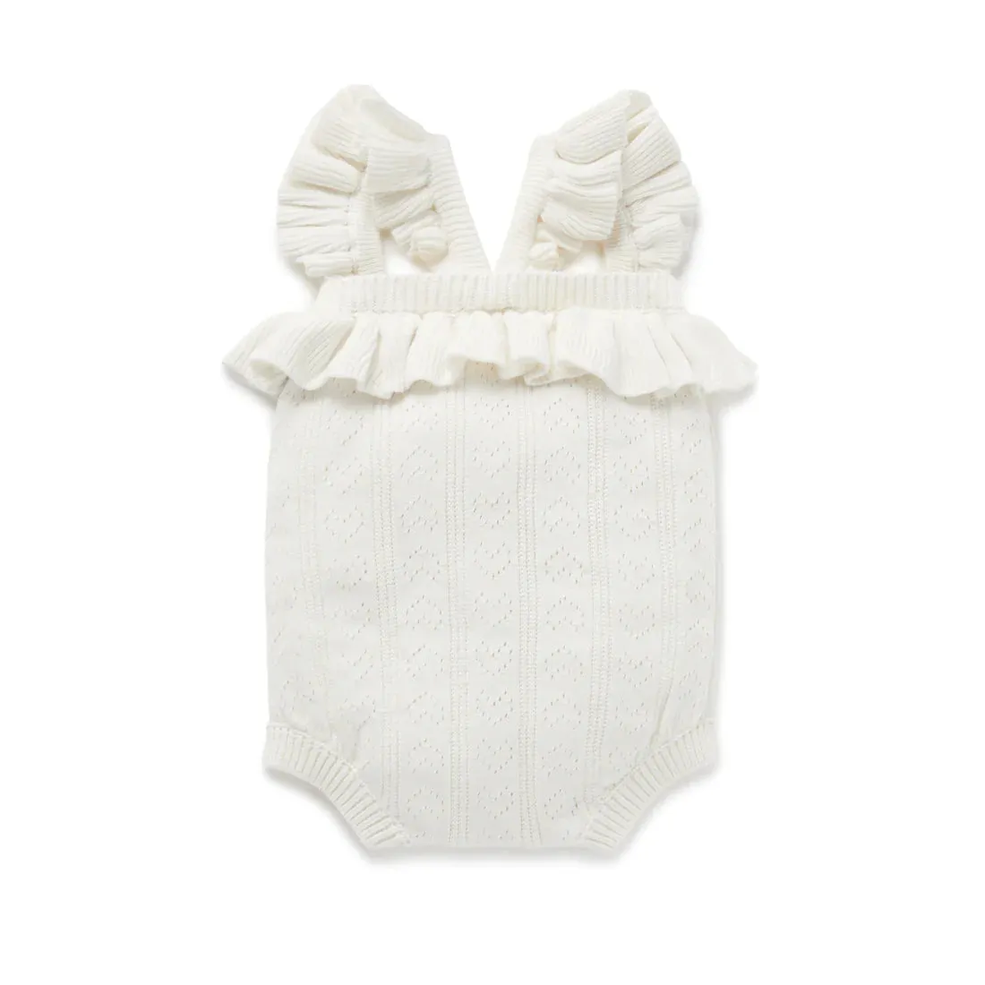 Aster & Oak Heart Knit Romper - Off White