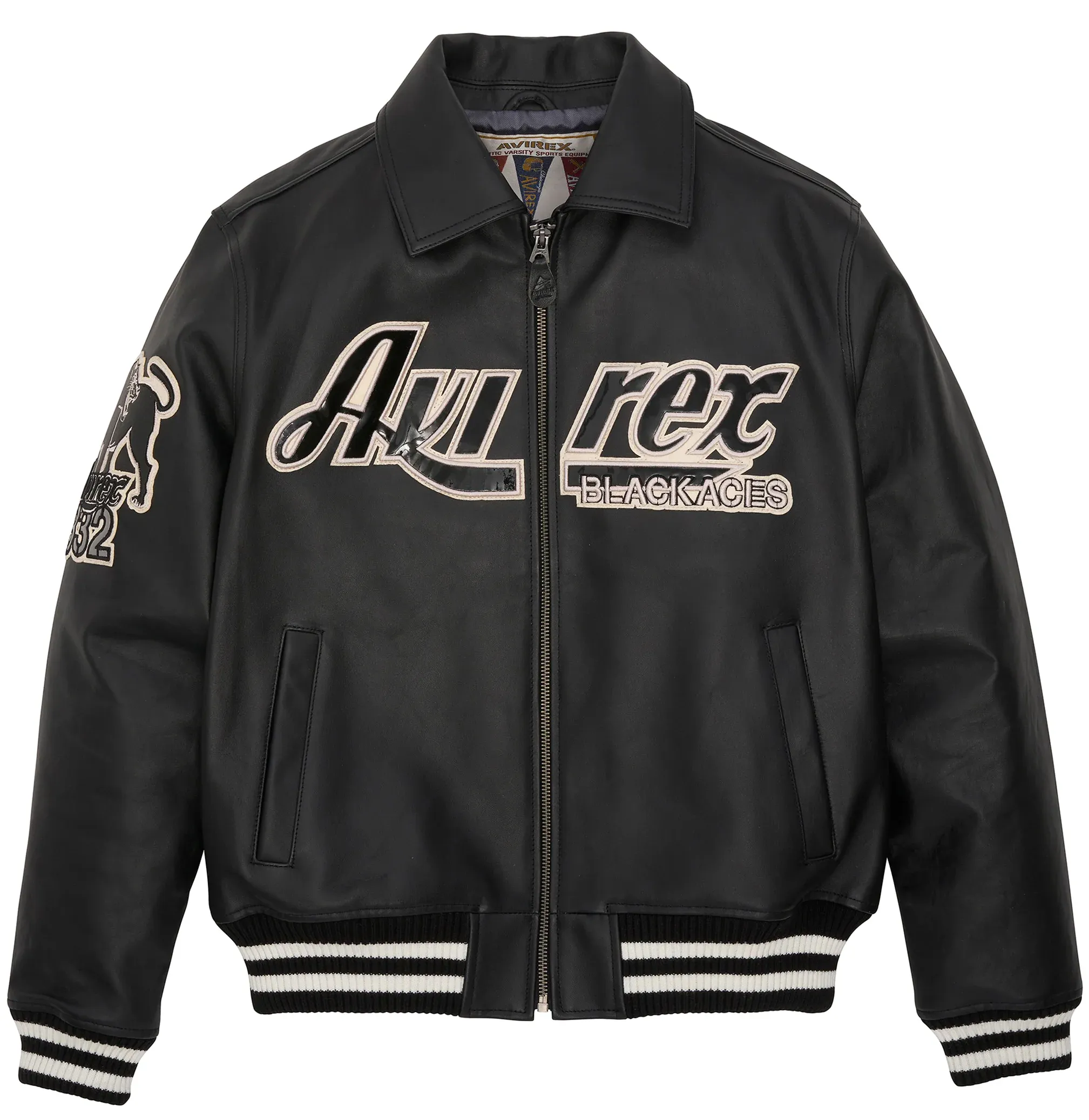 AVIREX TUSKEGEE BLACK ACES LEATHER JACKET BLACK