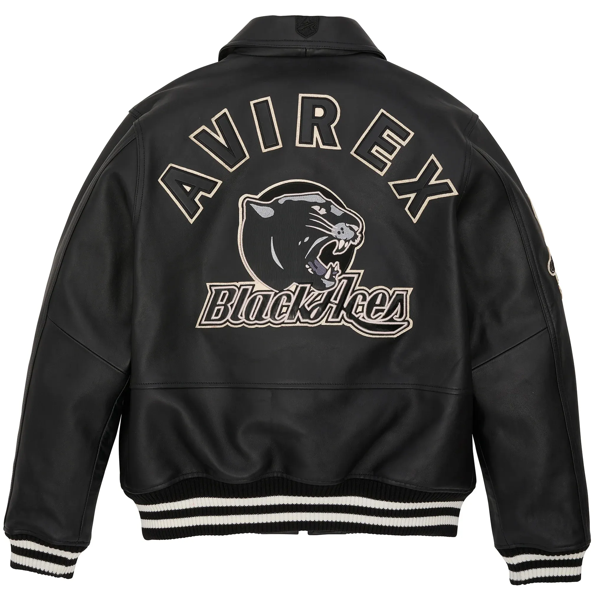 AVIREX TUSKEGEE BLACK ACES LEATHER JACKET BLACK