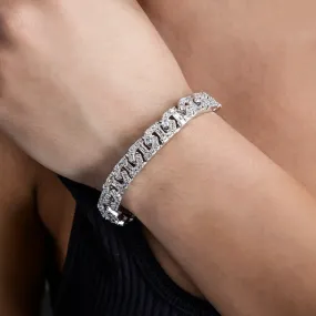 Baguette Chain Link Bracelet in White Gold