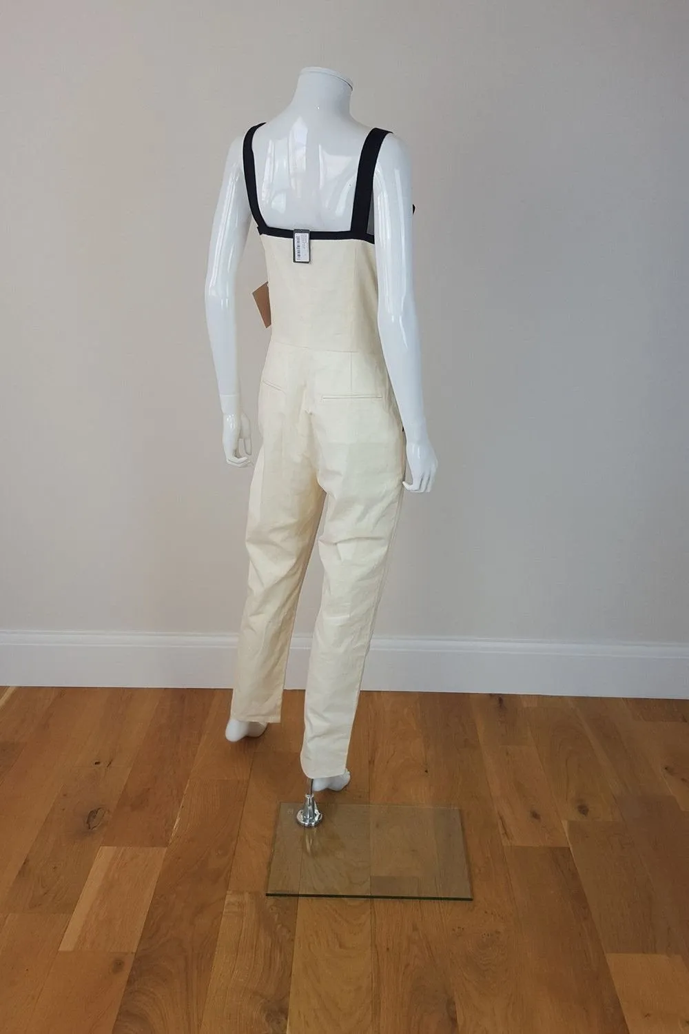 BAND OF OUTSIDERS Ivory Jumpsuit Contrasting Black Straps (UK 6-8)