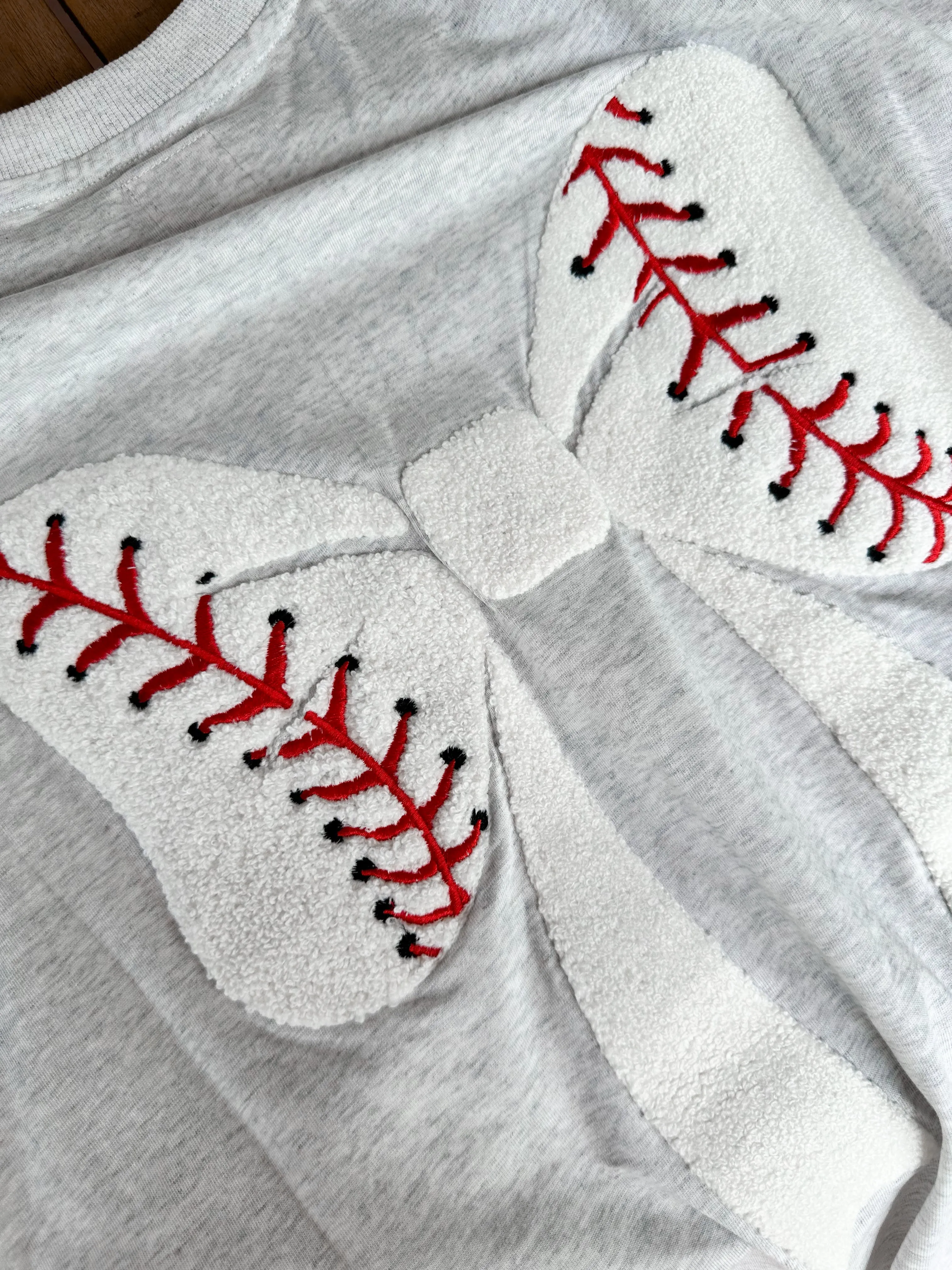 Baseball Bows Embroider Tee