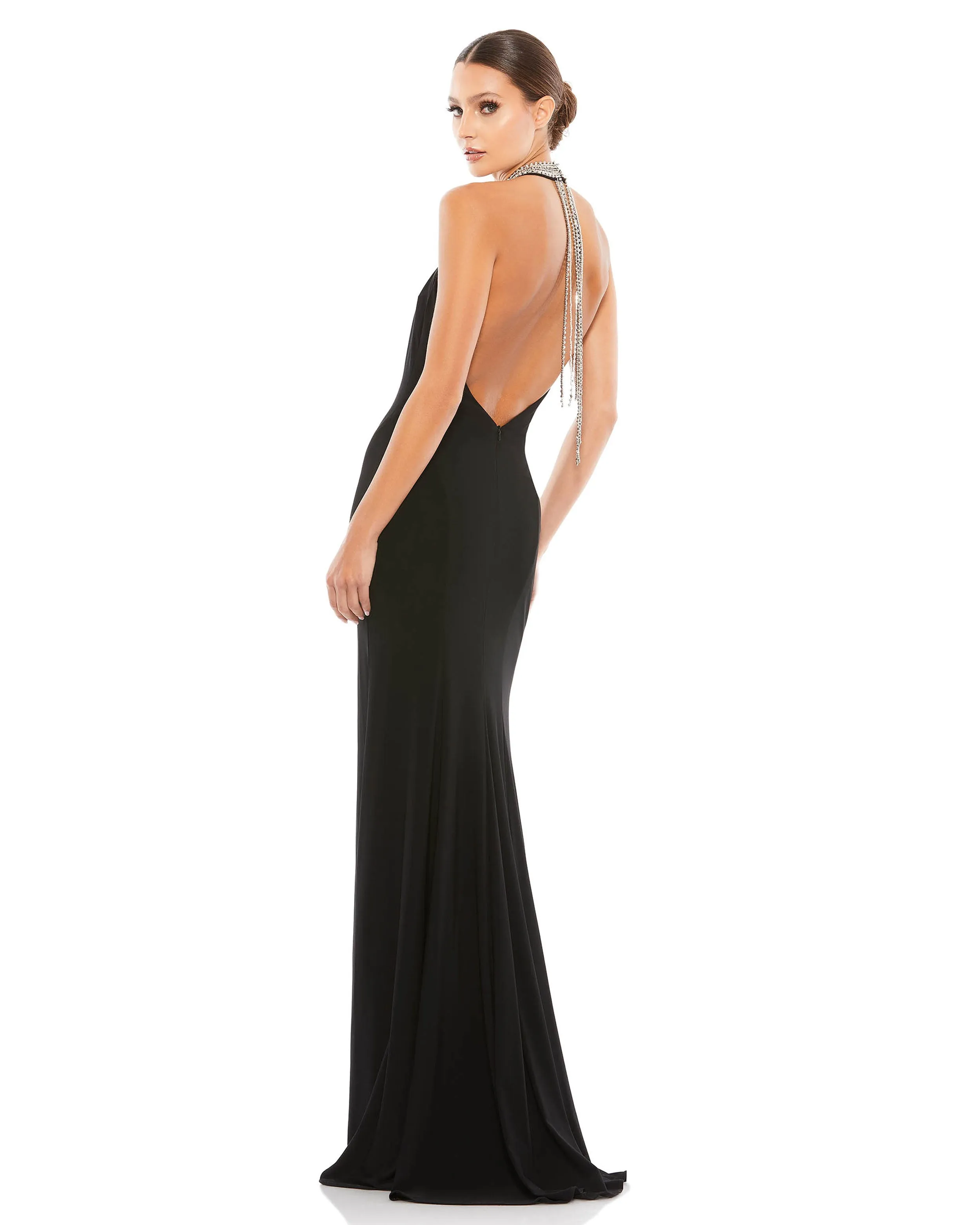 Beaded Halter Jersey Gown