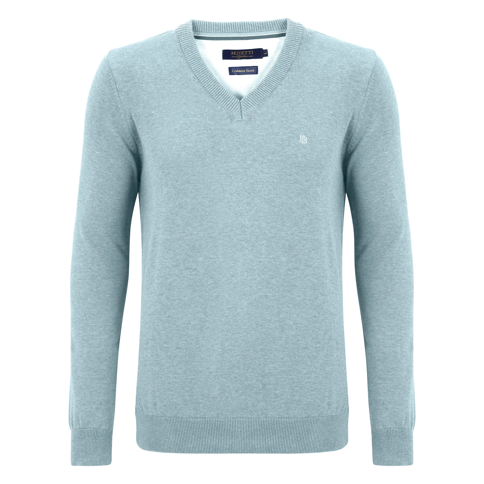 Benetti 100% Cotton V-Neck Knitwear - Ice