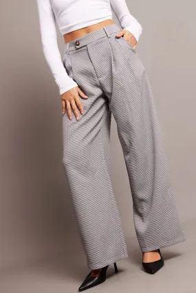 Black Check Wide Leg Pants High Rise