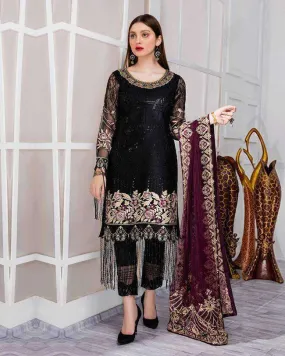 Black Color Georgette with Heavy Embroidery Work Unstitched Pakistani Suits