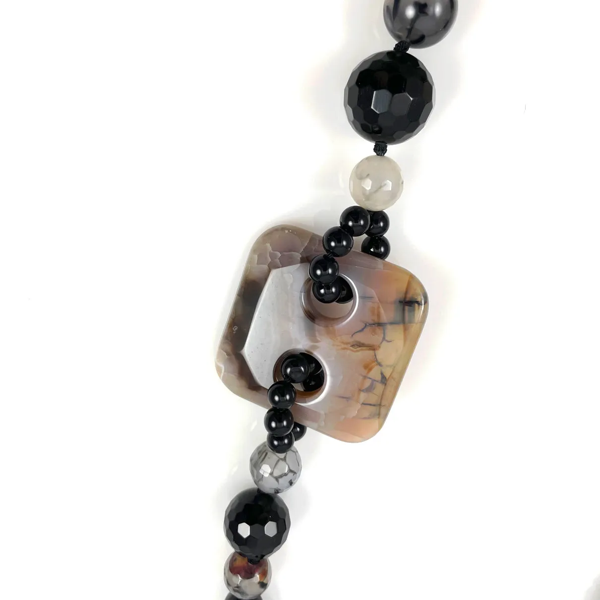 Black Onyx and Agate Beaded Necklace