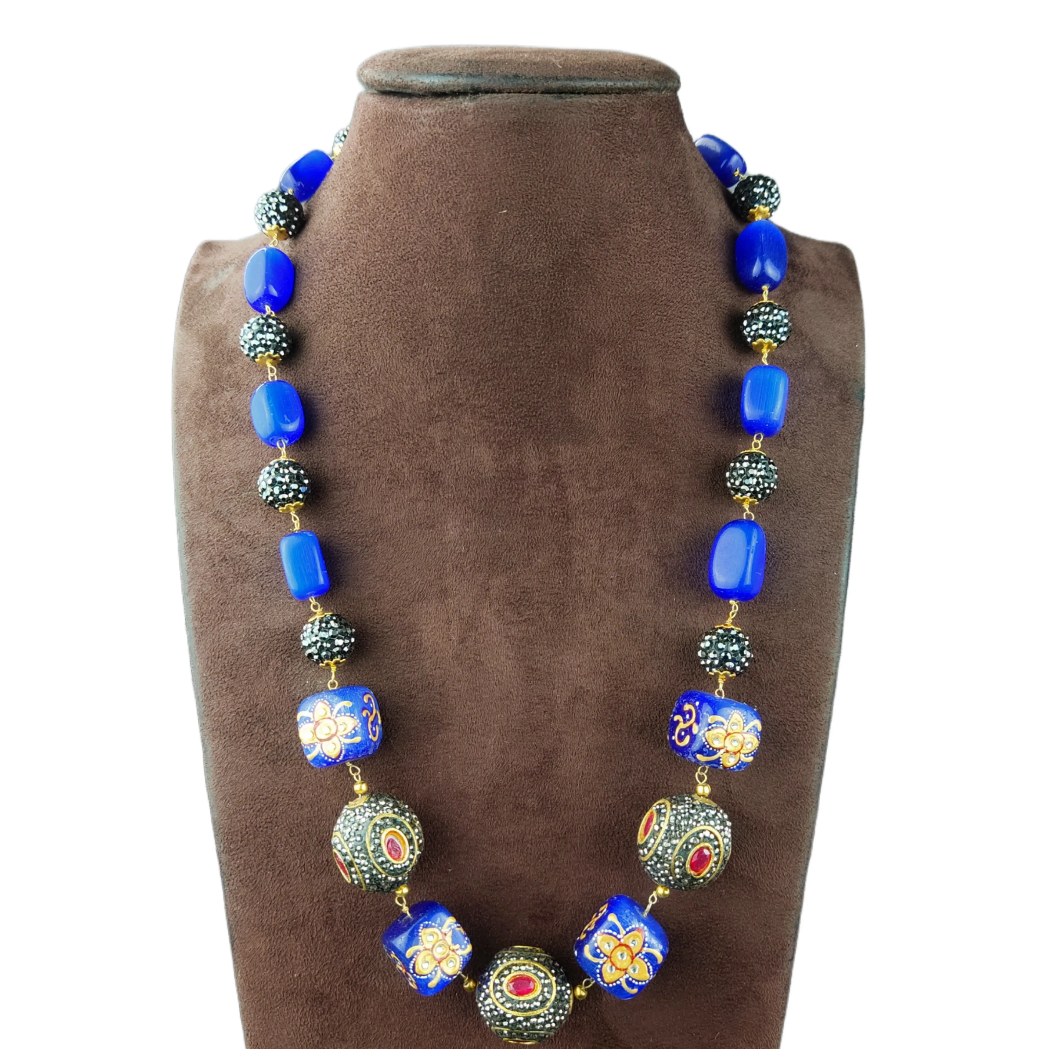 Blue Tourmaline Tumble Stone Beads Necklace By Asp Fashion Jewellery