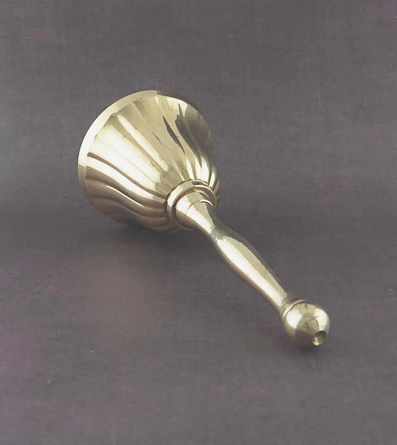 Brass-Plated Fluted Hand Bell / Altar Bell, 4 Inches