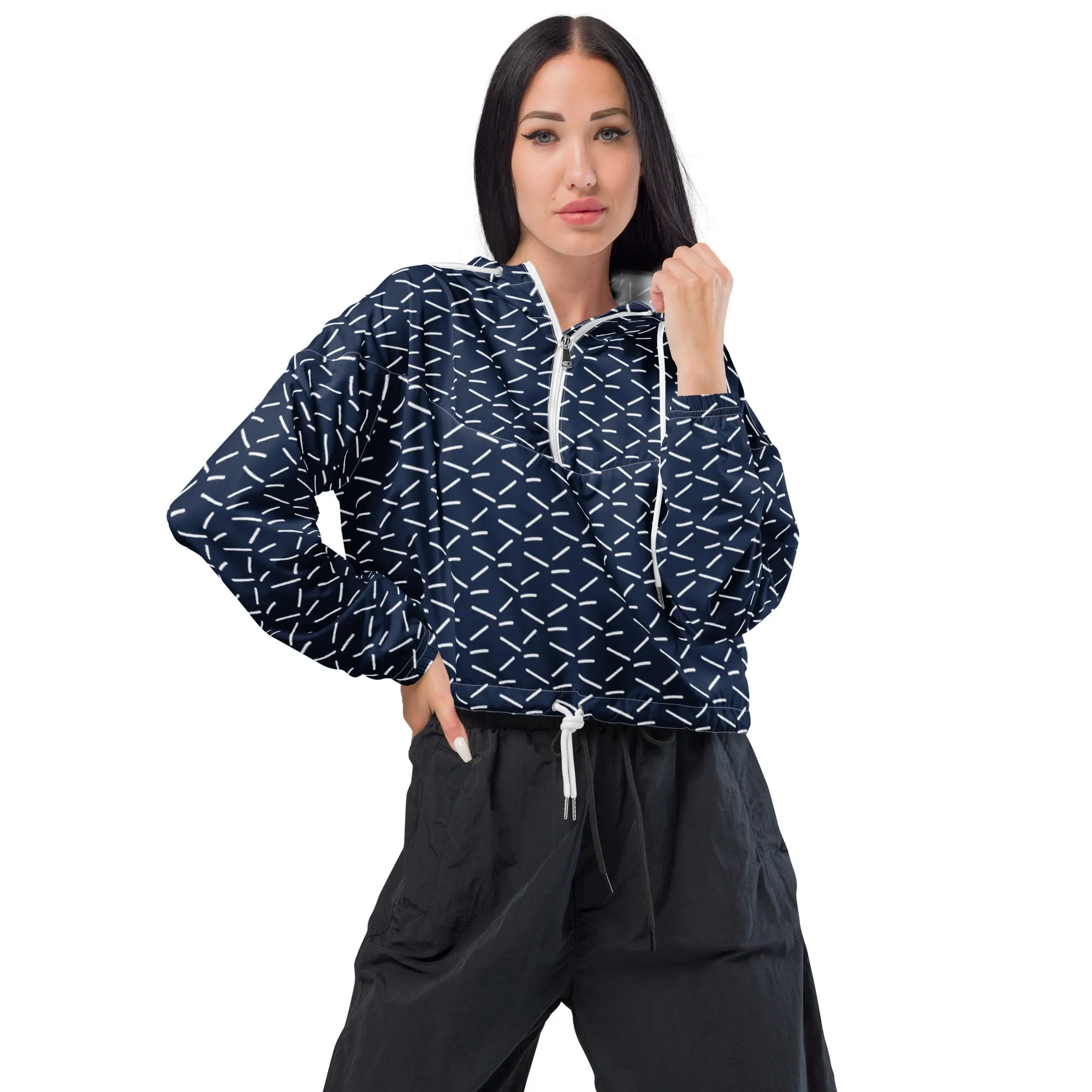 Breezy Crop Top Windbreaker – Navy