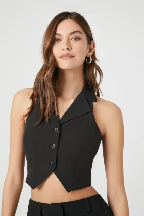 Button-Up Halter Crop Top