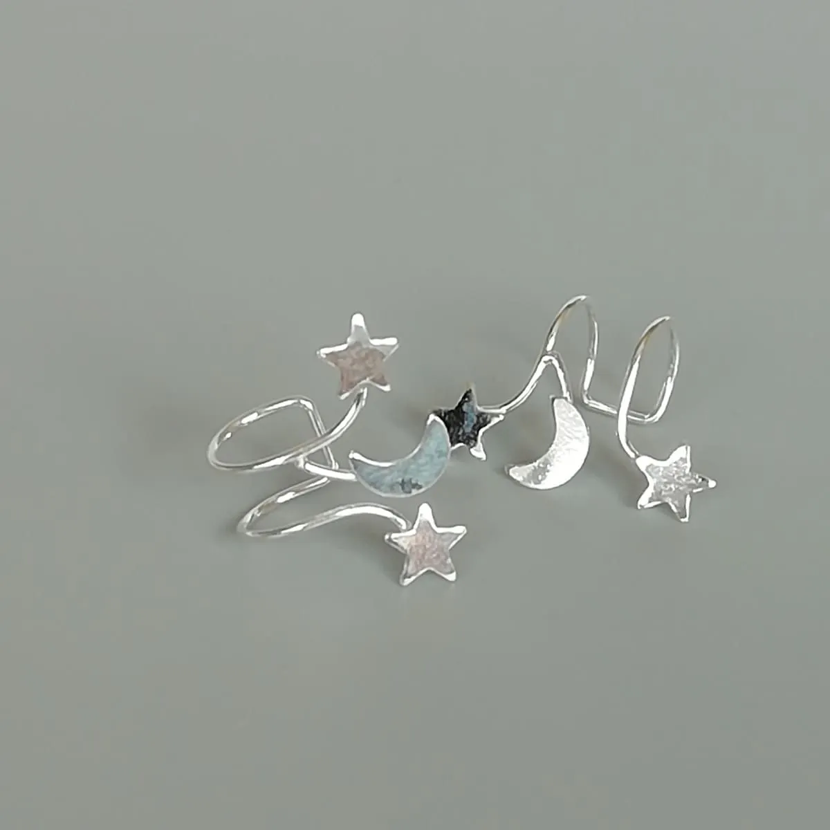 Celestial silver ear cuff | Stars and moon ear cuff | No piercing silver ear cuff | Gifts for her | Bohemian ear cuff