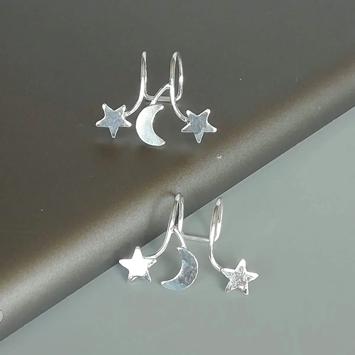 Celestial silver ear cuff | Stars and moon ear cuff | No piercing silver ear cuff | Gifts for her | Bohemian ear cuff