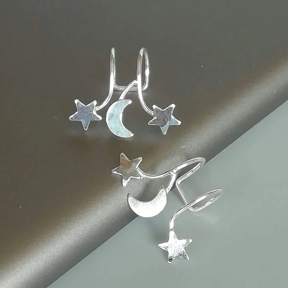 Celestial silver ear cuff | Stars and moon ear cuff | No piercing silver ear cuff | Gifts for her | Bohemian ear cuff