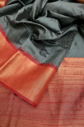 Cement Color Pure Raw Silk Saree