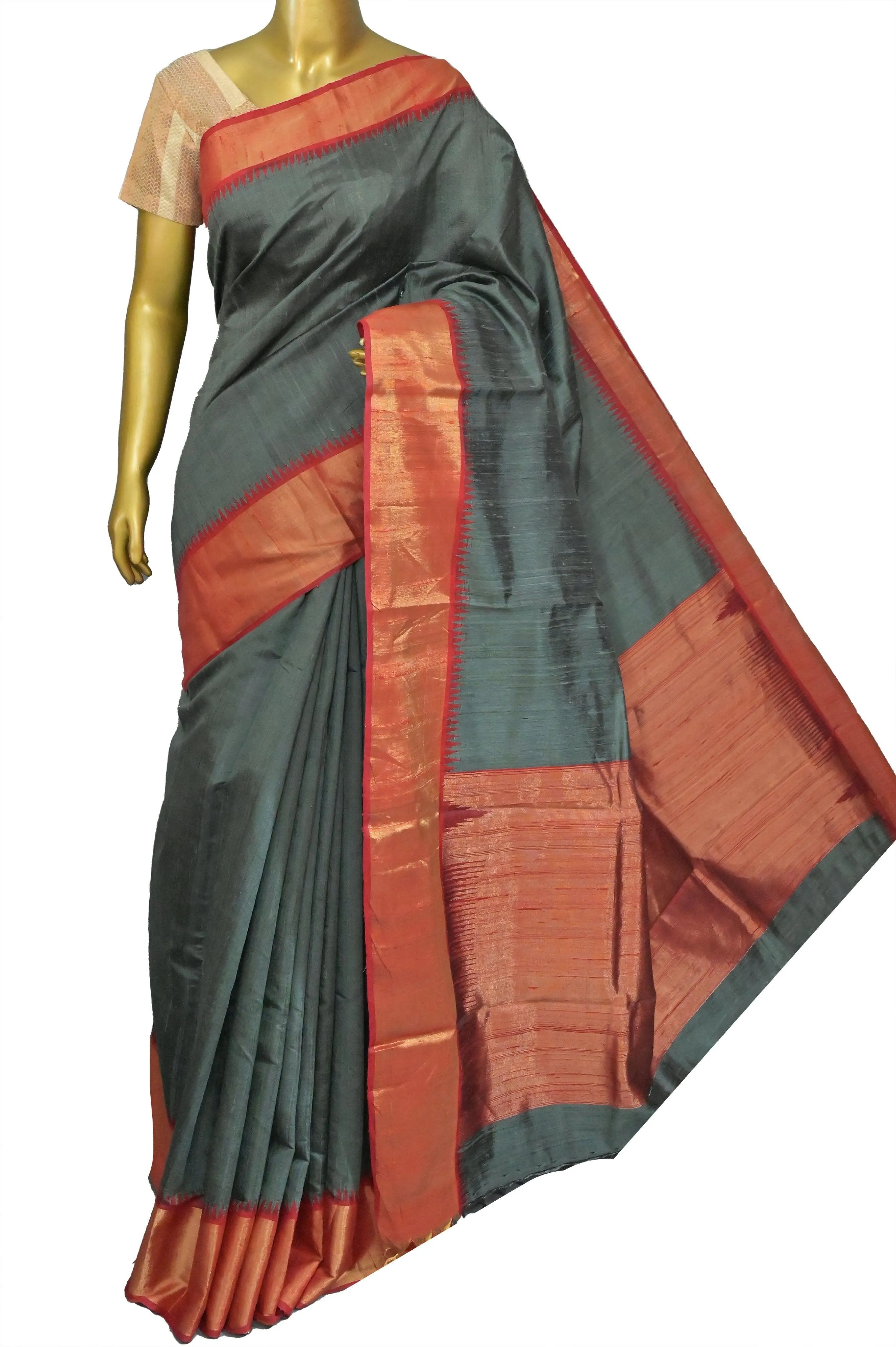 Cement Color Pure Raw Silk Saree