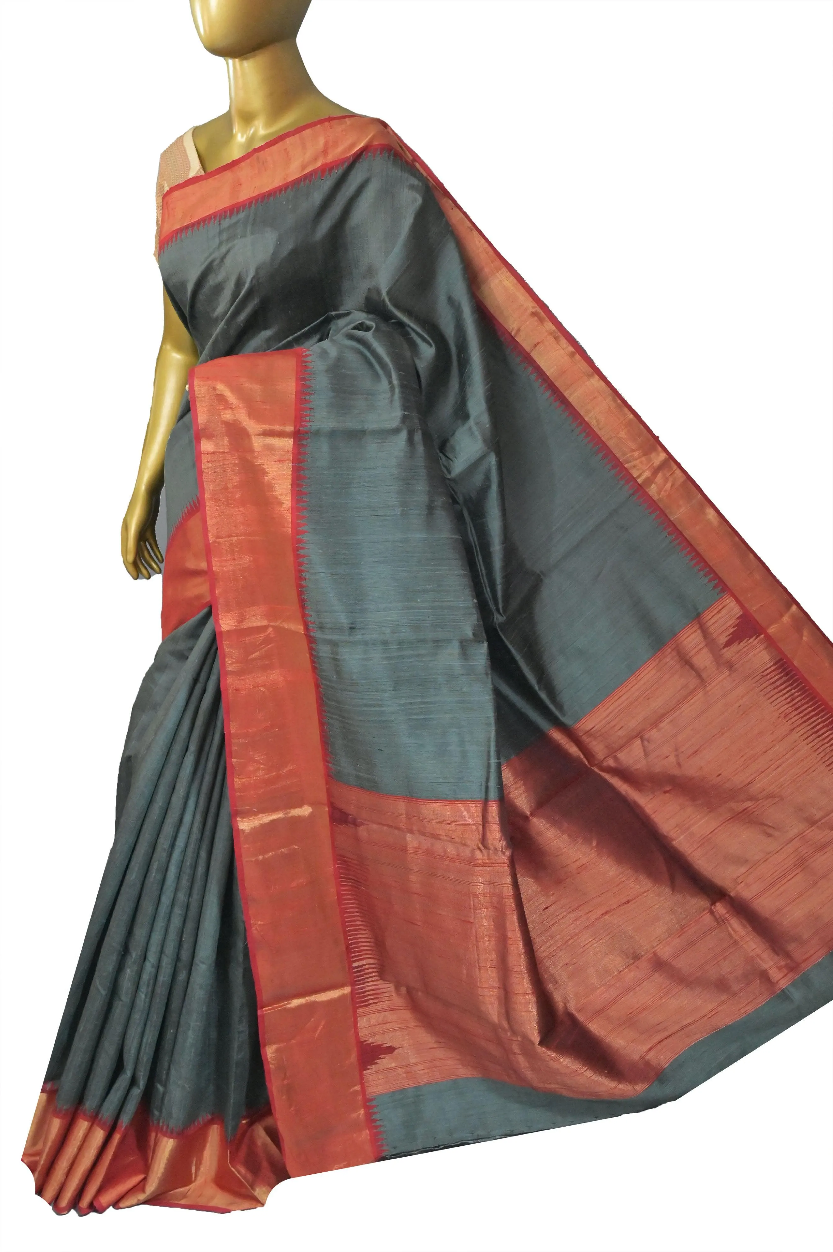 Cement Color Pure Raw Silk Saree