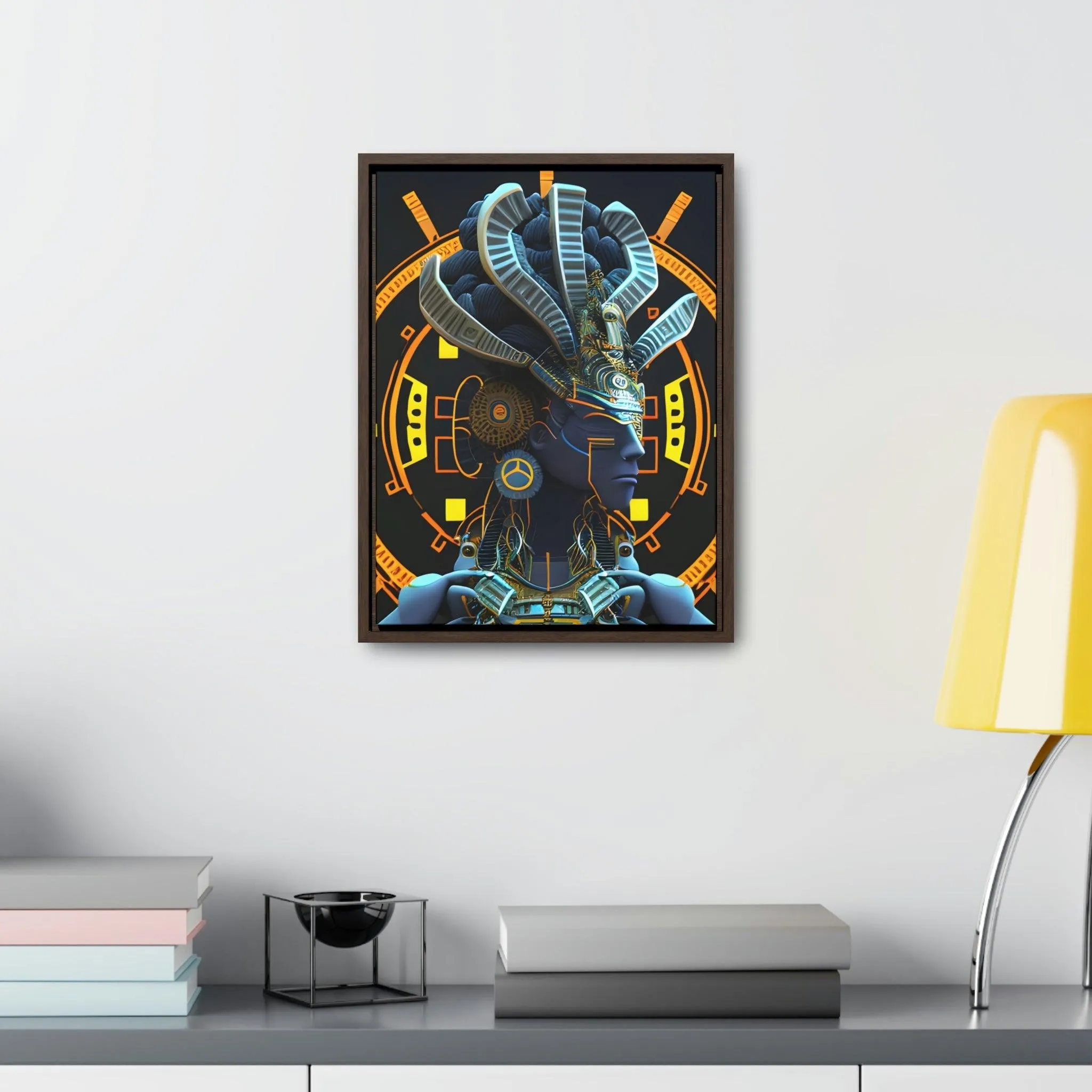 Chaos Existence Mayan Aztec Robot Alien Gallery Print on Canvas - Cultural Fusion Home Decor Art,