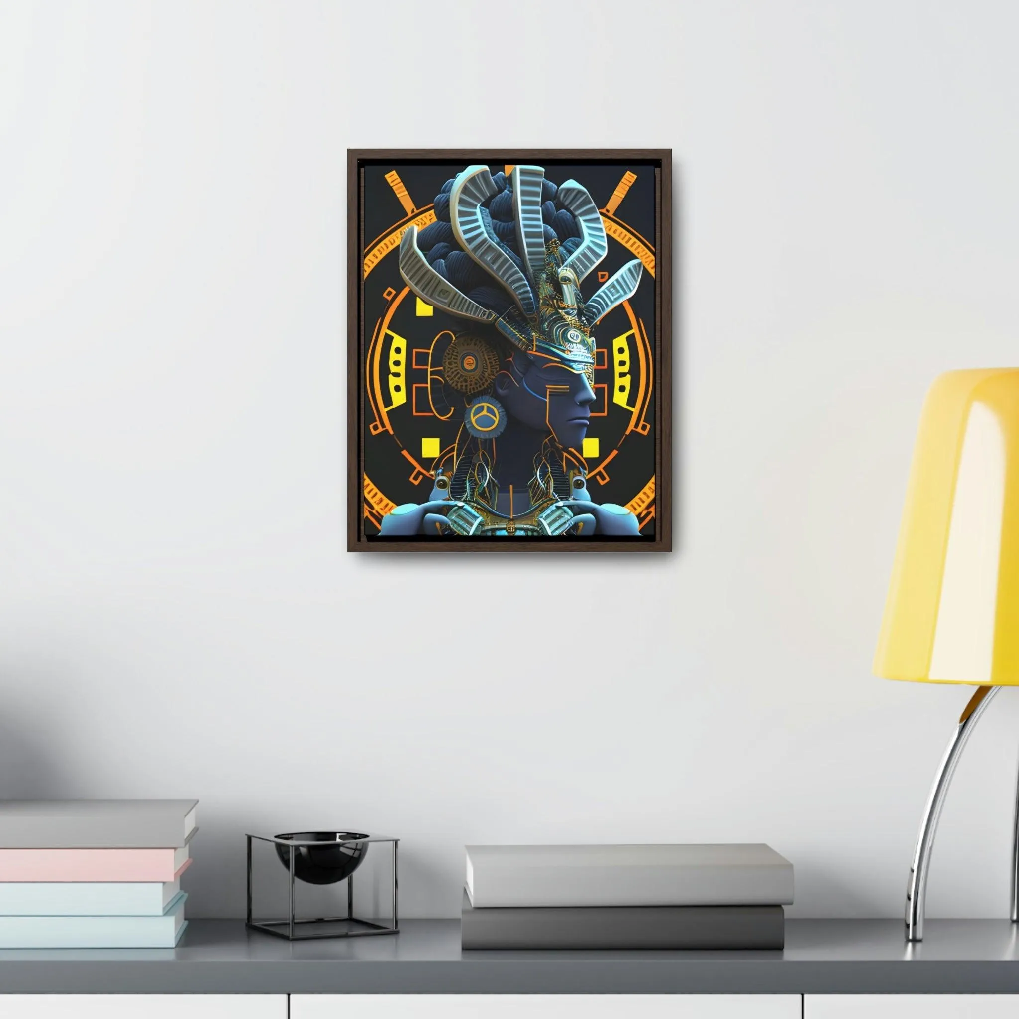 Chaos Existence Mayan Aztec Robot Alien Gallery Print on Canvas - Cultural Fusion Home Decor Art,