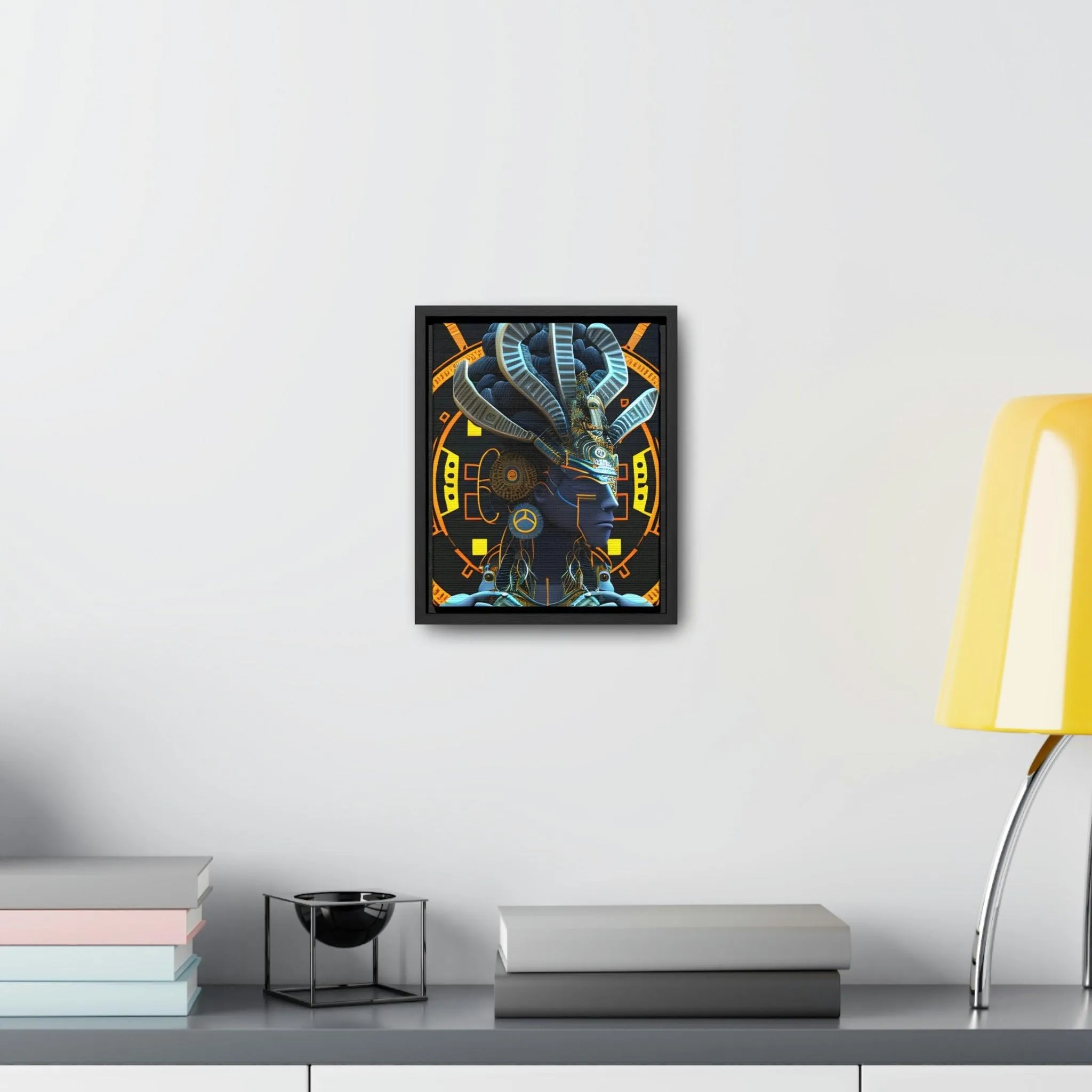 Chaos Existence Mayan Aztec Robot Alien Gallery Print on Canvas - Cultural Fusion Home Decor Art,