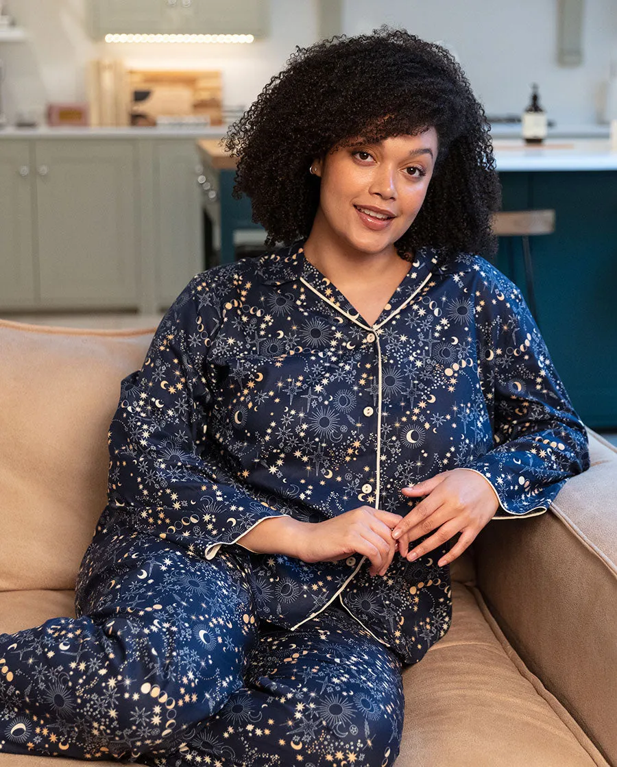 Cosmo Womens Blue Celestial Print Pyjama Set