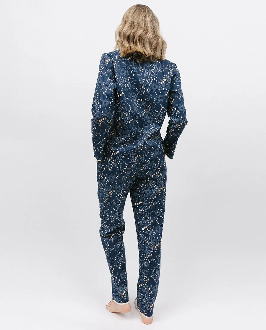 Cosmo Womens Blue Celestial Print Pyjama Set