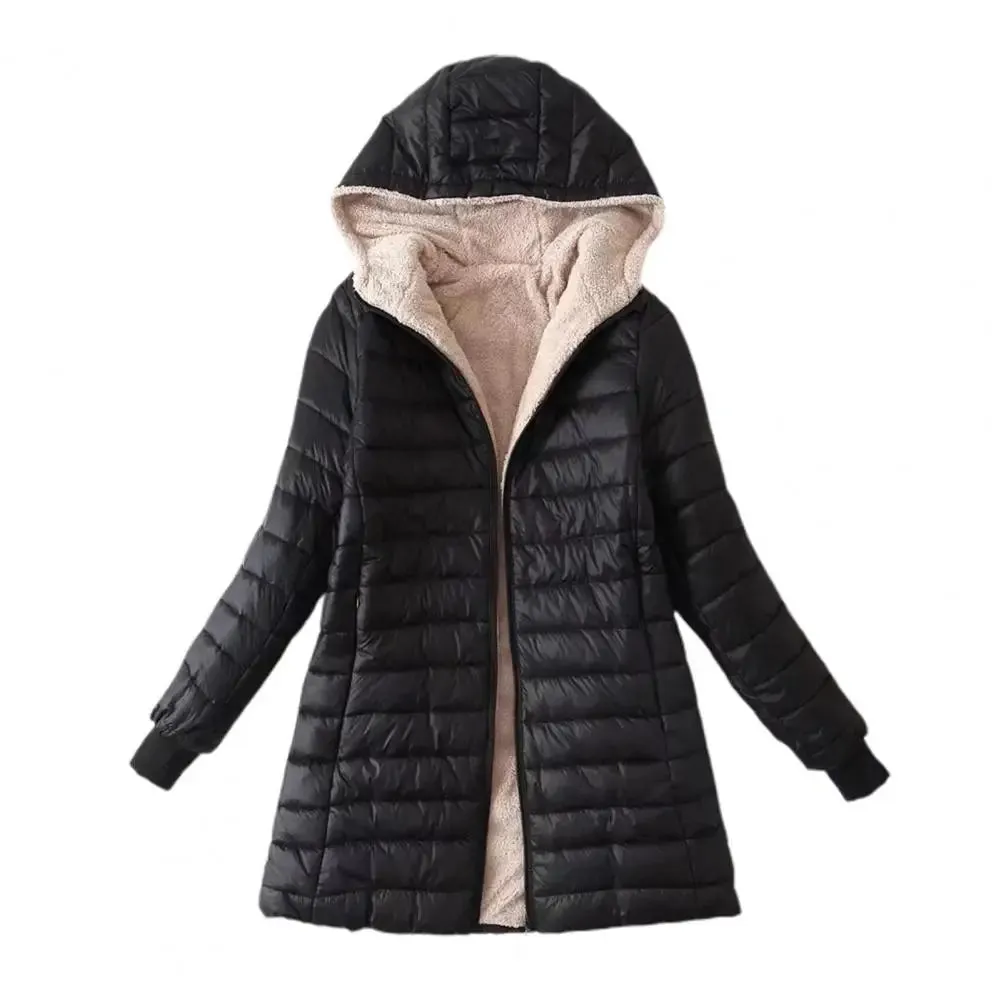 Cozy Autumn Winter Mid-length Jacket S-2XL Women Coat Mid-length Jackets Office Ladies Clothes for Outdoor