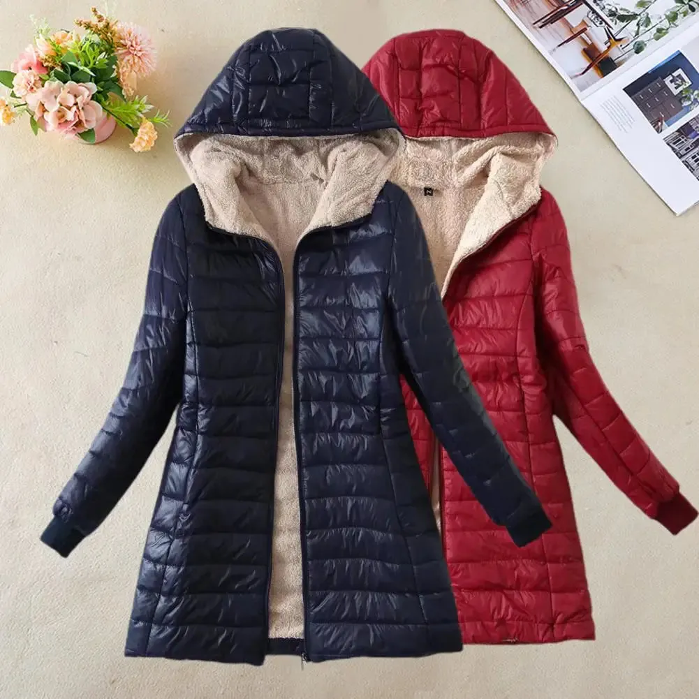 Cozy Autumn Winter Mid-length Jacket S-2XL Women Coat Mid-length Jackets Office Ladies Clothes for Outdoor