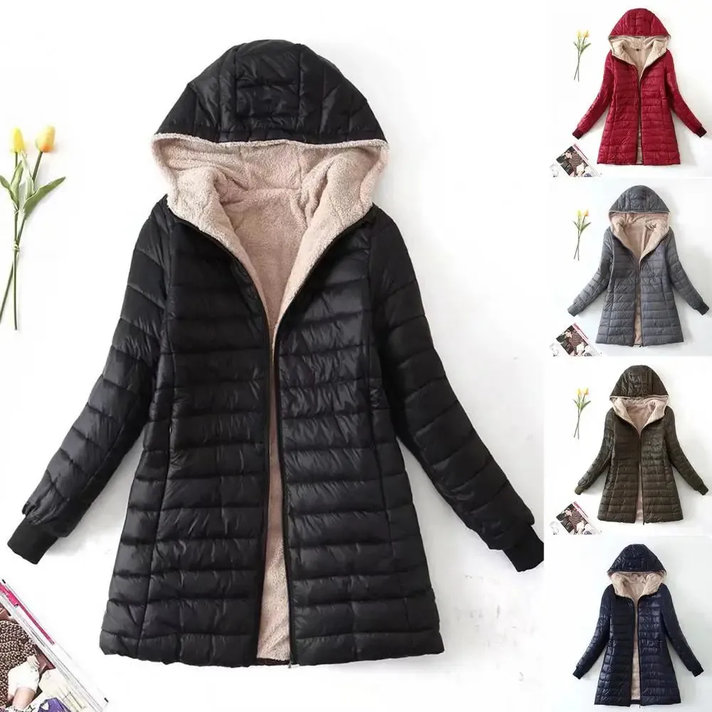 Cozy Autumn Winter Mid-length Jacket S-2XL Women Coat Mid-length Jackets Office Ladies Clothes for Outdoor