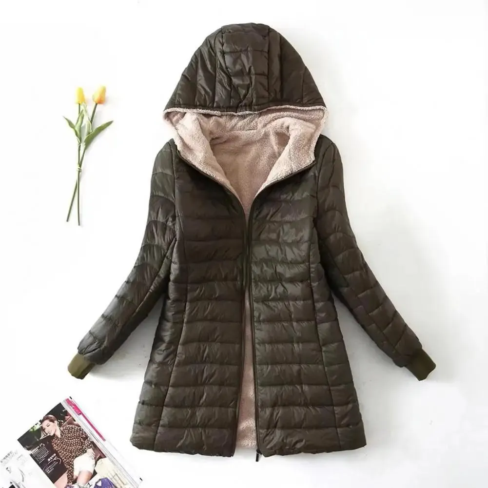 Cozy Autumn Winter Mid-length Jacket S-2XL Women Coat Mid-length Jackets Office Ladies Clothes for Outdoor